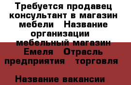 Требуется продавец-консультант в магазин мебели › Название организации ­ мебельный магазин Емеля › Отрасль предприятия ­ торговля › Название вакансии ­ продавец-консультант › Место работы ­ г. Темрюк, ул.27Сентября 112/1 › Возраст от ­ 20 - Краснодарский край, Темрюкский р-н, Темрюк г. Работа » Вакансии   